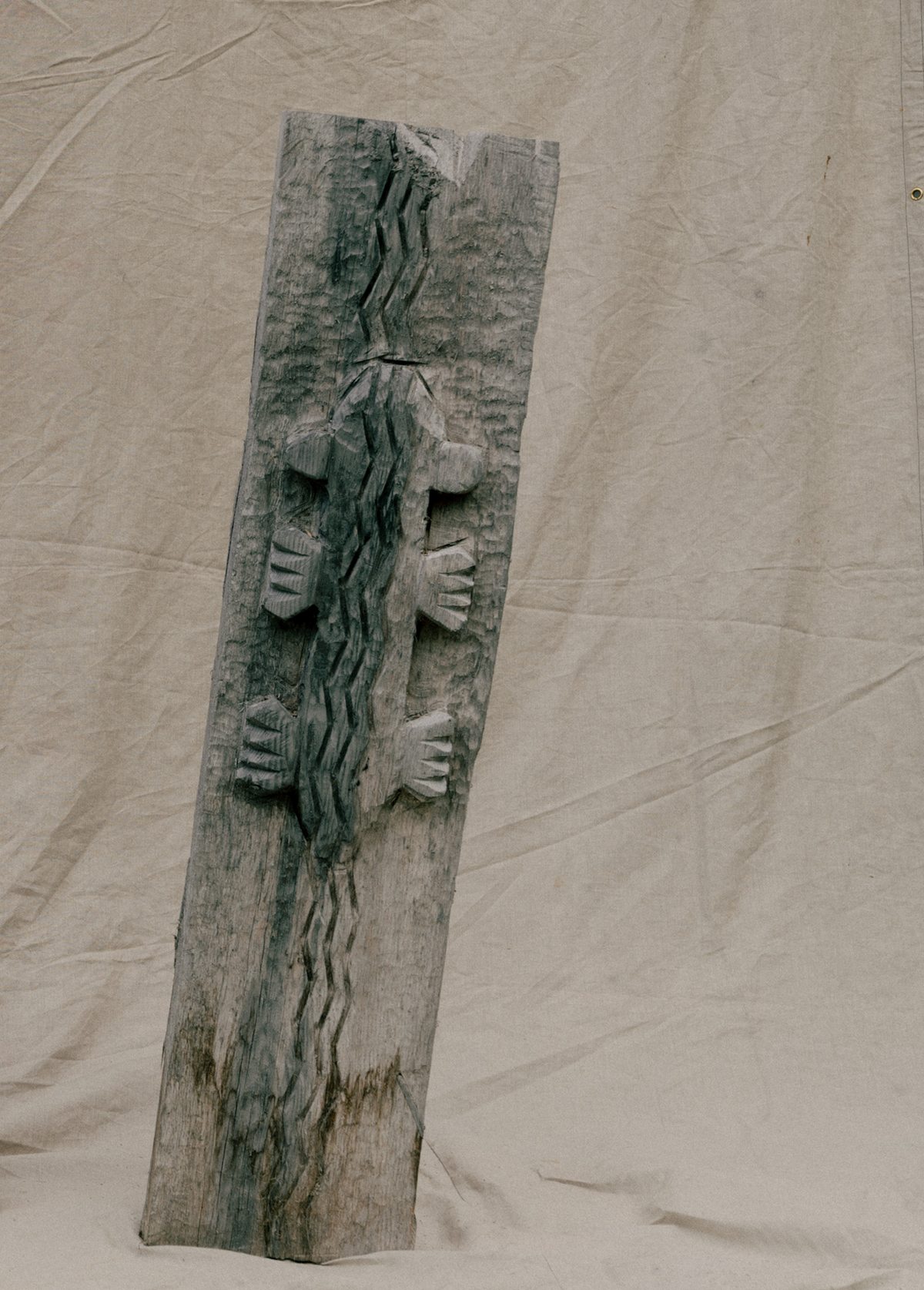 Untitled chainsaw carved relief